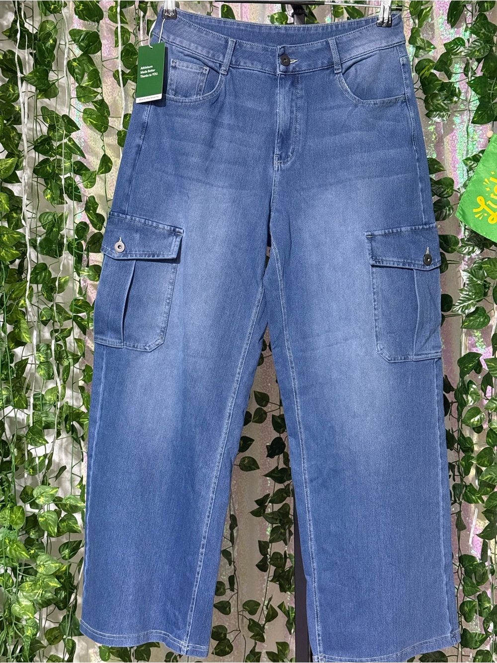 Halara Flex™ Low Rise Pockets Casual Baggy Wide Leg Cargo Jeans Medium - Picture 4 of 6